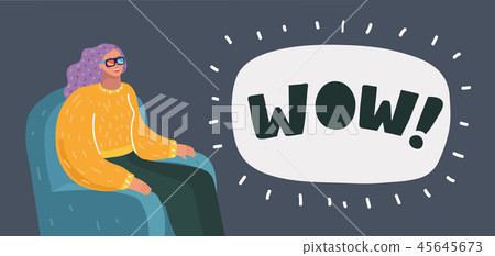 插图素材: woman sitting on chair and watching tv.