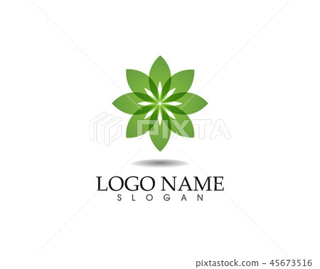 插图素材: leaf green nature logo and symbol template vector