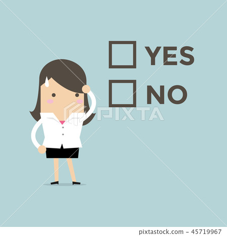 插图素材: businesswoman has to decide yes or no.