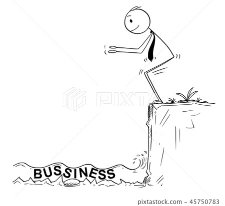 插图素材 cartoon of businessman ready to jump in unknown