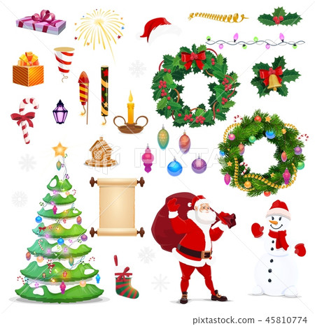 插图素材: christmas and new year winter holiday icons