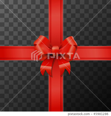 插图素材: bright red bow-knot with tape on transparent 查看全部