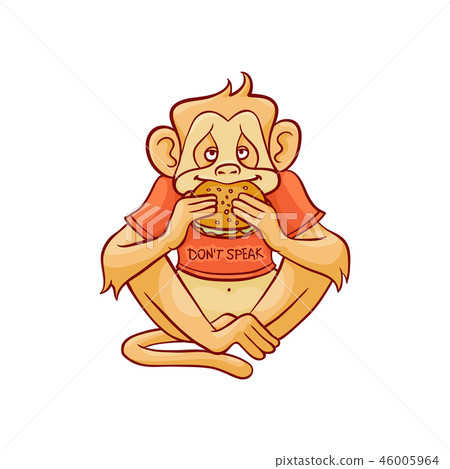 插图素材 vector illustration of monkey dont speak because