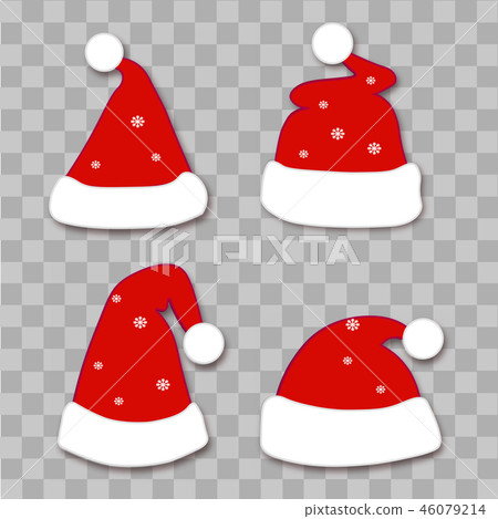 插图素材: set of christmas hats on transparent background.