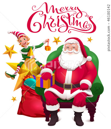 图库插图: merry christmas greeting card. santa claus