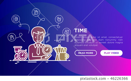插图素材: time manager with thin line icons