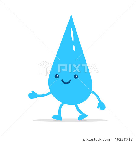 图库插图 happy little water drop cute character