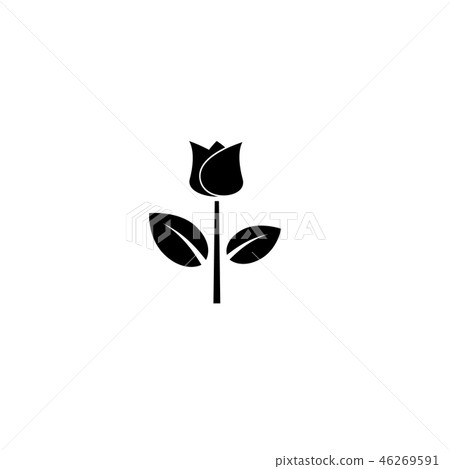 插图素材: simple black flower icon glyph.