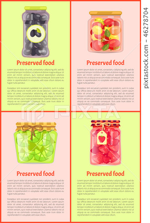 插图素材: preserved food, fruits and vegetables, posters