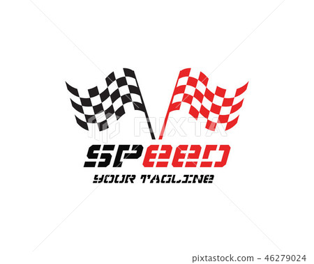 插图素材: race flag icon, simple design race flag logo