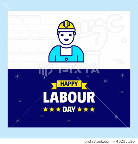 插图素材: happy labour day design with blue and yellow theme