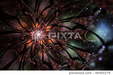 插图素材: abstract computer generated fractal flower design