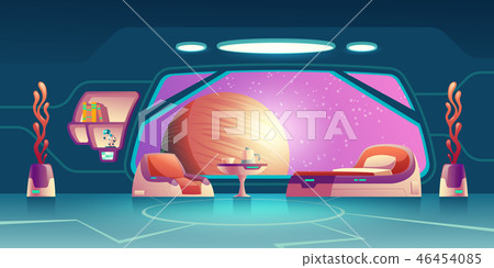 插图素材: future space explorer room interior cartoon vector