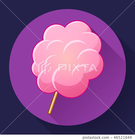 插图素材 icon of cotton candy sugar cloud on stick isolated