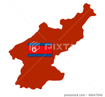 插图素材: north korea map with flag