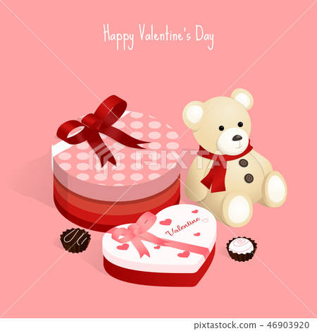 图库插图: happy valentines day,isometric chocolate gift box