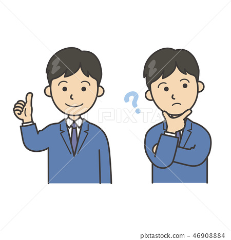 插图素材: 一个有好兆头的男人和一个有疑问的男人