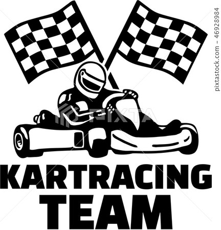 图库插图 kartracing team with goal flags