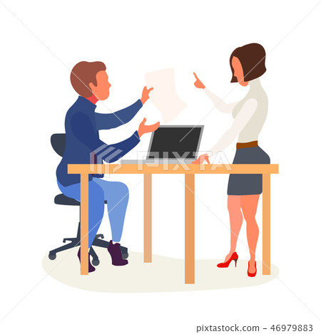 插图素材: man and woman, office workers discussing