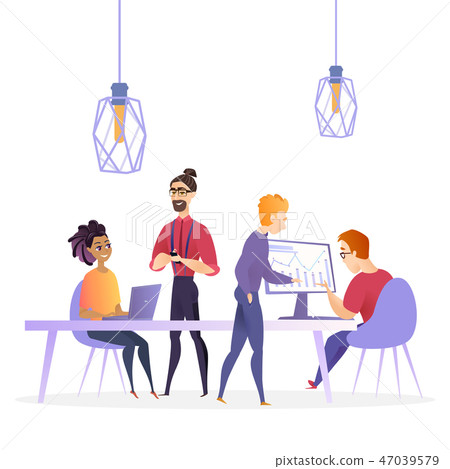 插图素材: flat illustration creative office business company