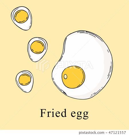 插图素材: fried egg vector illustration in cartoon style.