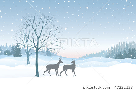 插图素材: christmas background snow winter landscape skyline