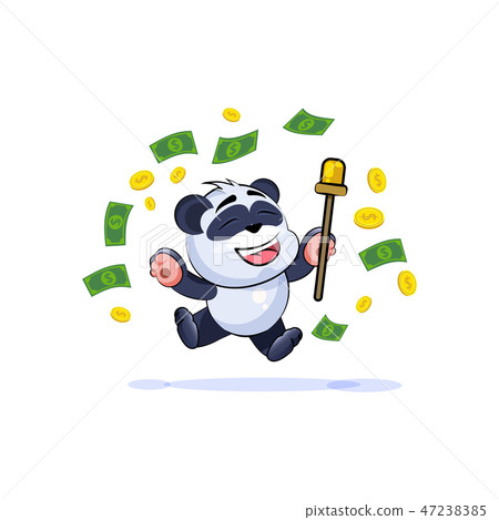 插图素材: panda bear sticker emoticon jump for joy money