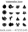 插图素材: watermelon icon set in thin line style