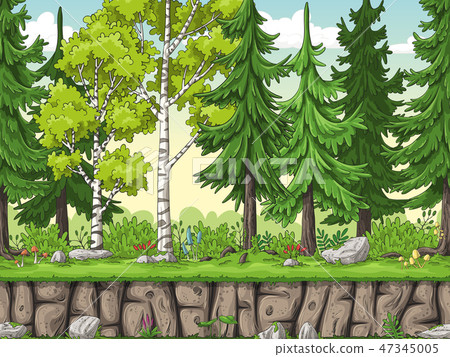 插图素材 seamless cartoon forest background