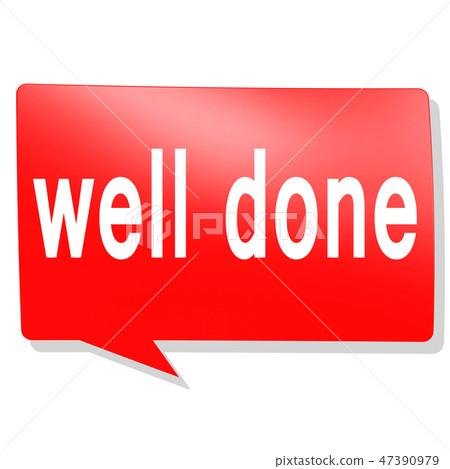 图库插图 well done word on red speech bubble