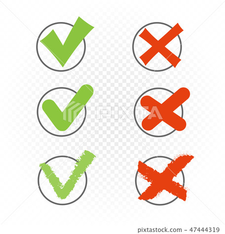 插图素材: round check box set yes no sign
