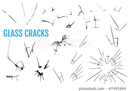 插图素材: set of glass crack.