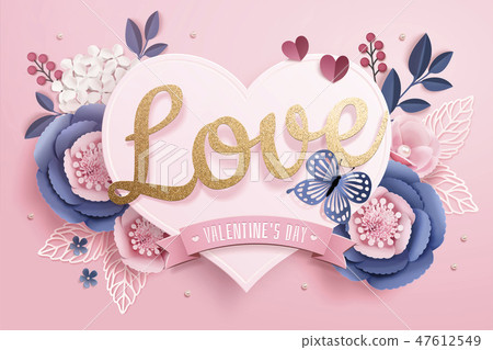 插图素材: valentines day with love words