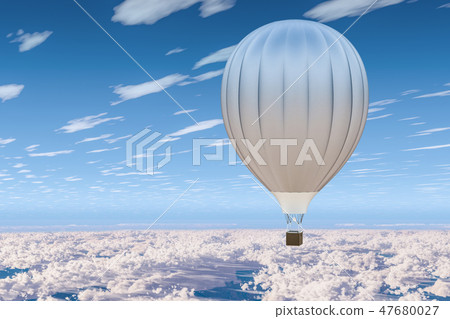 插图素材: hot air balloon, aerostat in the blue sky