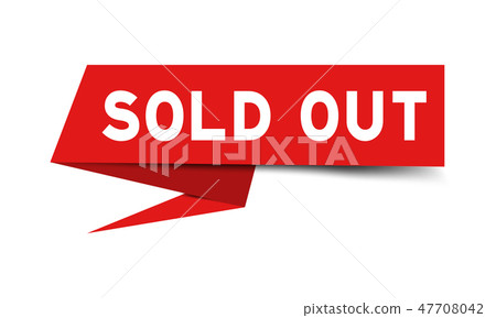 插图素材: red paper speech banner with word sold out