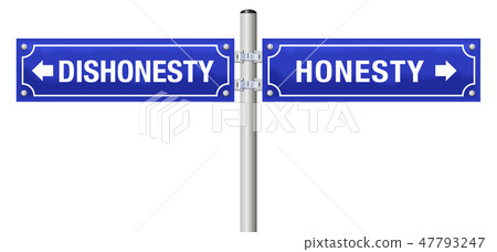 插图素材: honesty dishonesty street sign