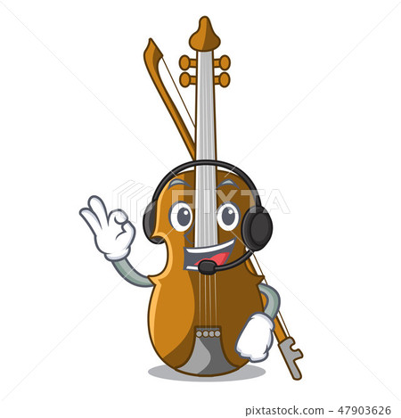 插图素材: with headphone violin isolated with in the mascot