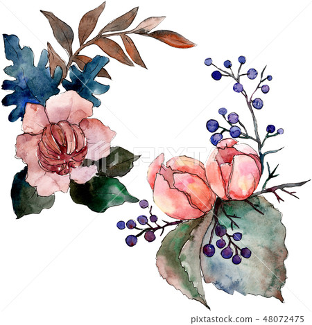 Peony And Succulent Bouquet Floral Flower Stock Illustration