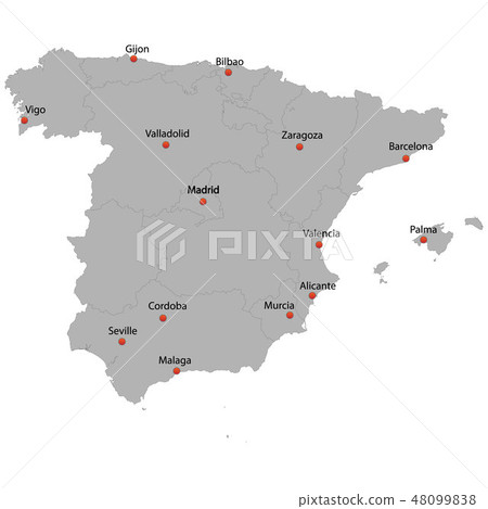 插图素材 detailed map of the spain