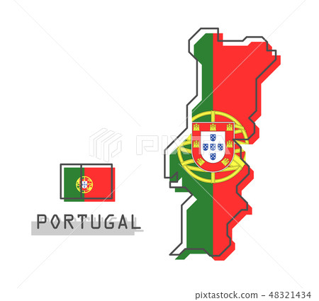 插图素材: portugal map and flag .