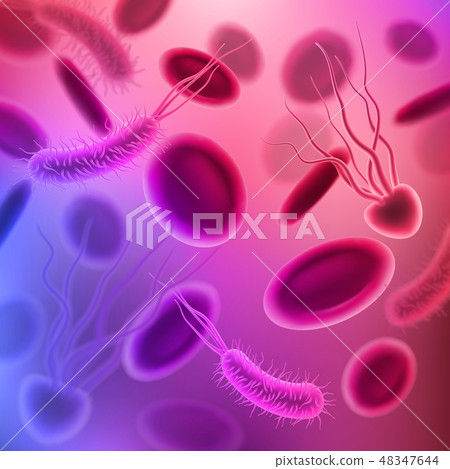 插图素材: bacterias, viruses, blood cells seamless pattern