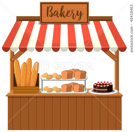 插图素材: a bakery food stall