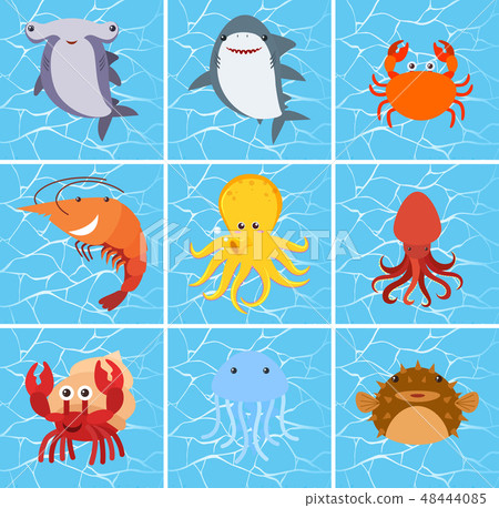 插图素材: set of sea creature character