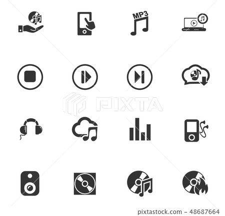 图库插图: digital music icon set