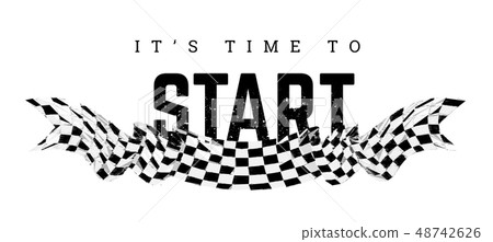 插图素材: checkered flag with the word start.