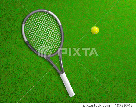 插图素材: tennis racket, ball on grass realistic vector 查看全部