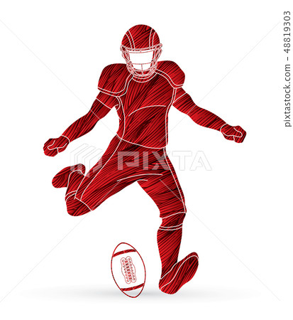 插图素材: american football player, sportsman action vector