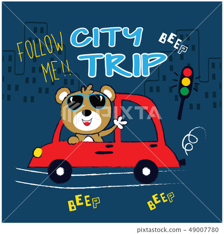 drivercartoon,cartoonnetwork 插图素材: funny bear driver cartoon vector iilustration
