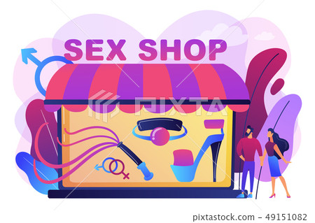 Sex Shop Concept Vector Illustration Stock Illustration