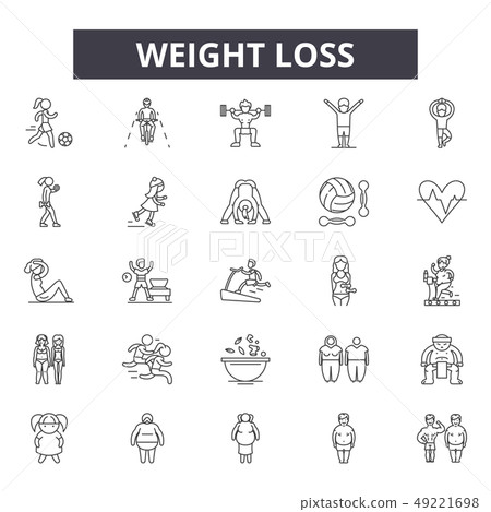 editable stroke signs. weight loss outline concept